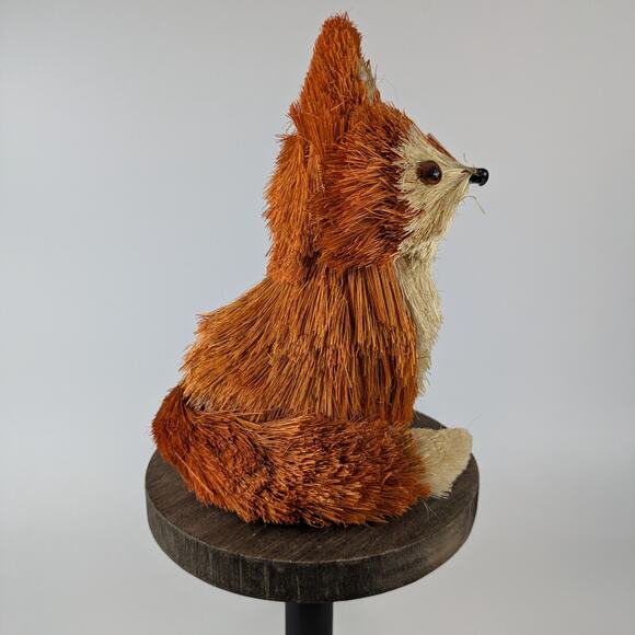 Sisal Straw Fox Fall Decor Bottle Brush Rustic Farmhouse Autumn Charm Accent - Picture 4 of 12